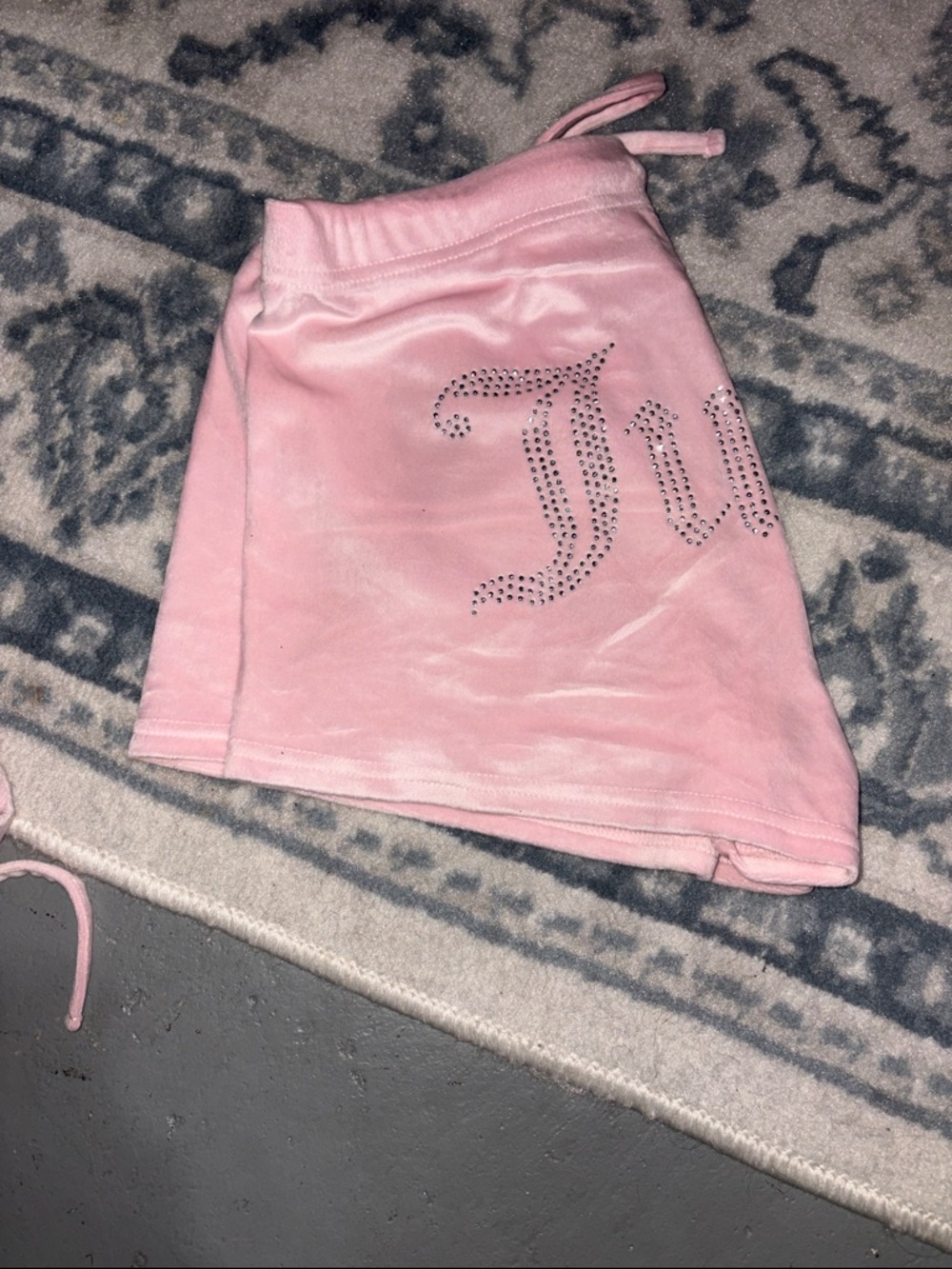 Juicy Couture Light Pink Velour Joggers with Rhinestone Logo - Picture 3 of 3